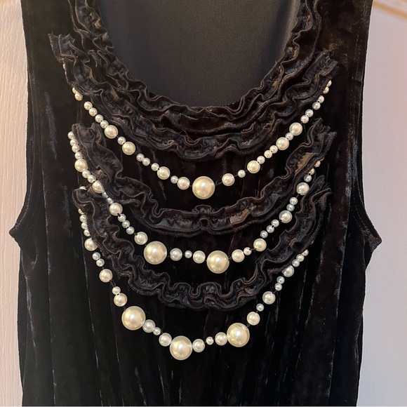 NYPL Connection Velvet and Pearl Tank Top Dress - Picture 2 of 5